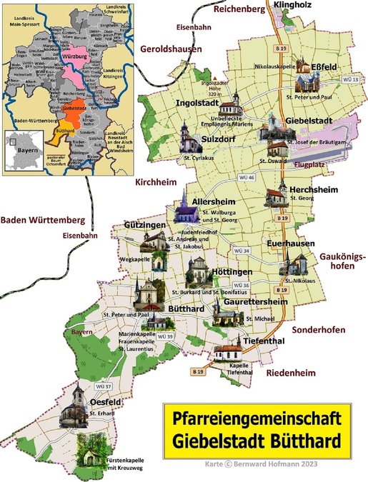 Karte der Pfarreiengemeinschaft